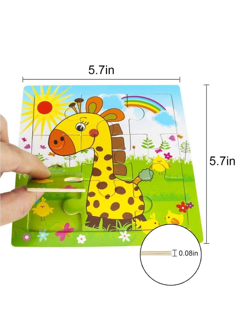Soofam - 12 Piece Preschool Educational and Learning Animal Jigsaw Puzzle Toy Gift Set Toddler Puzzles Party Favors for Girls and Boys(Portable Travel Puzzles) - Image 1