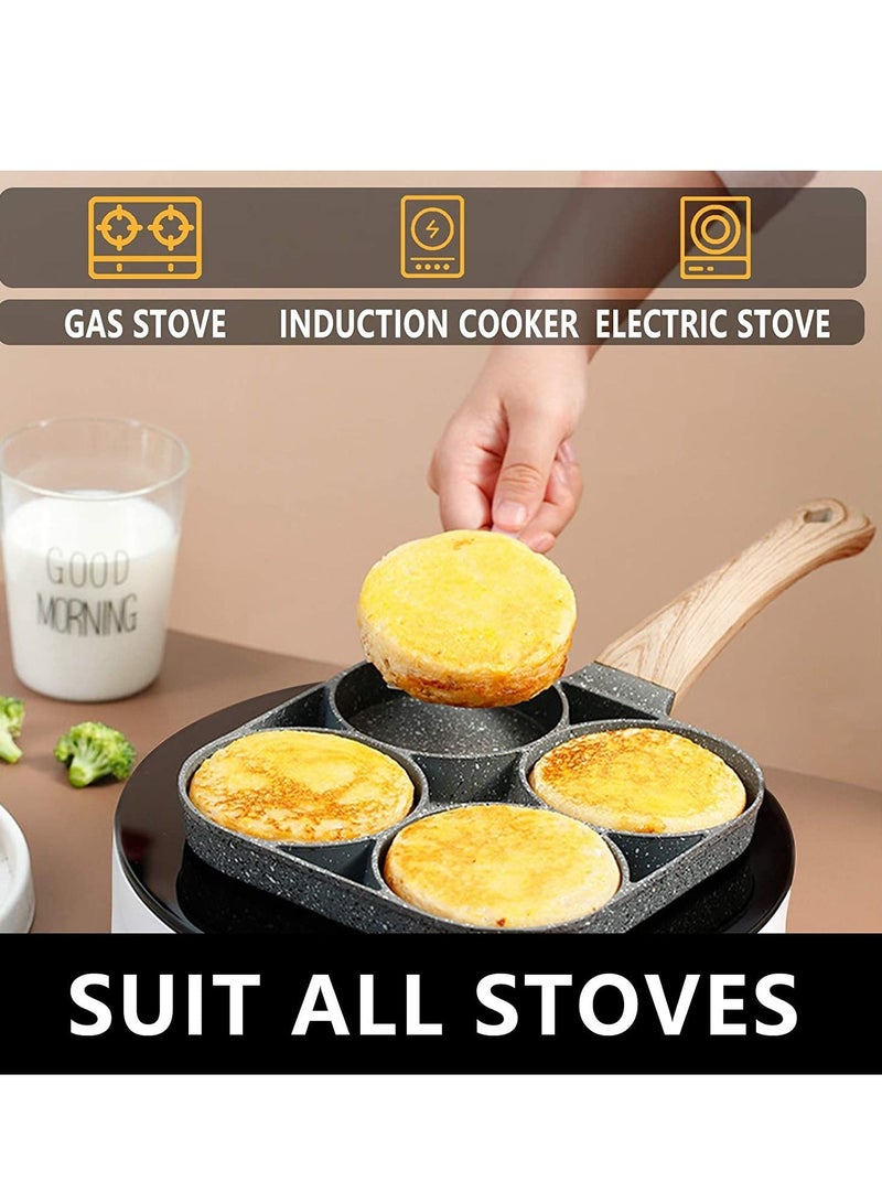 مقلاة بيض بأربع أكواب، مصنوعة من حجر طبي غير لاصق، متوافقة مع جميع مصادر الحرارة (بيض 3 بوصات) - Image 4