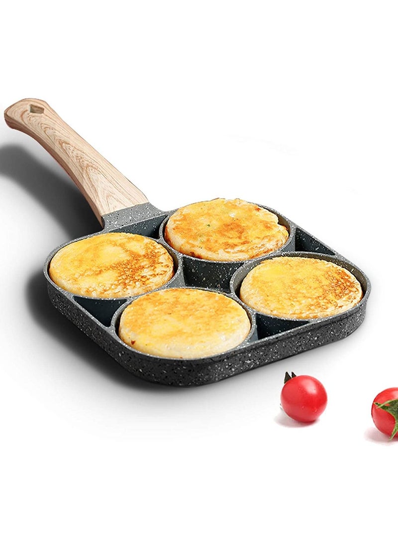 مقلاة بيض بأربع أكواب، مصنوعة من حجر طبي غير لاصق، متوافقة مع جميع مصادر الحرارة (بيض 3 بوصات) - Image 1