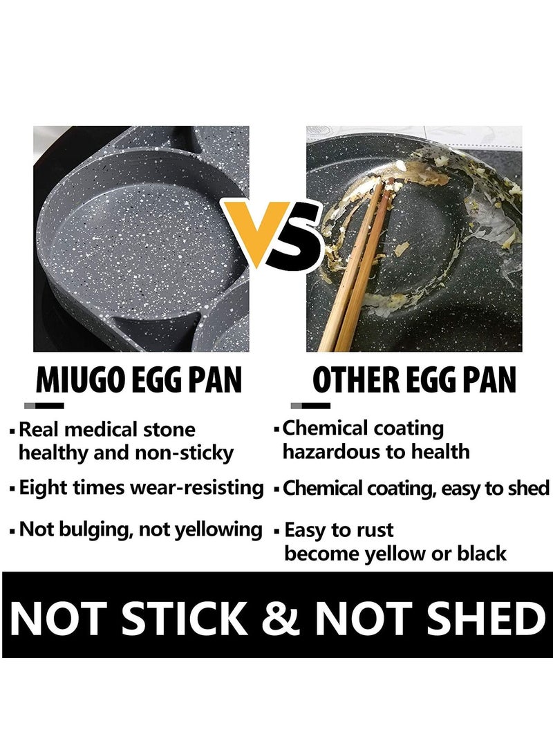 مقلاة بيض بأربع أكواب، مصنوعة من حجر طبي غير لاصق، متوافقة مع جميع مصادر الحرارة (بيض 3 بوصات) - Image 2