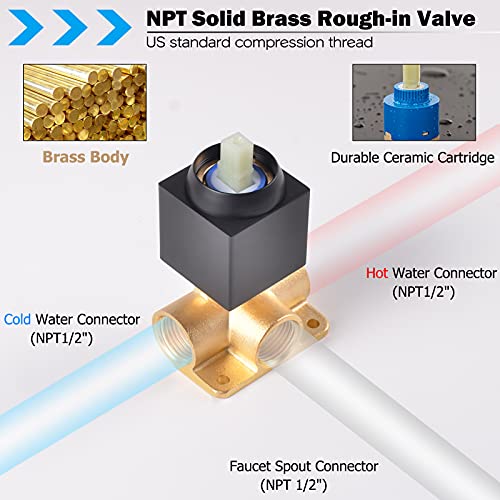 KAPHOME Matte Black Waterfall Faucet Wall Mount,Brass Bathroom Waterfall Tub Faucet,Wall Mounted Bathtub Filler Tap,KHBPB01U - Image 4