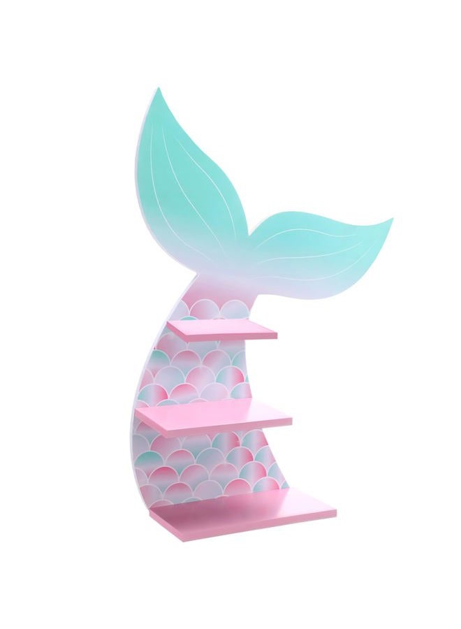 Bencailor Wall Decor Shelf Bedroom Hanging Shelf Wall Mounted Shelf Wooden Floating Shelves Bathroom Decor for Girls Bedroom Nursery Gift (Cute Mermaid) - Image 1