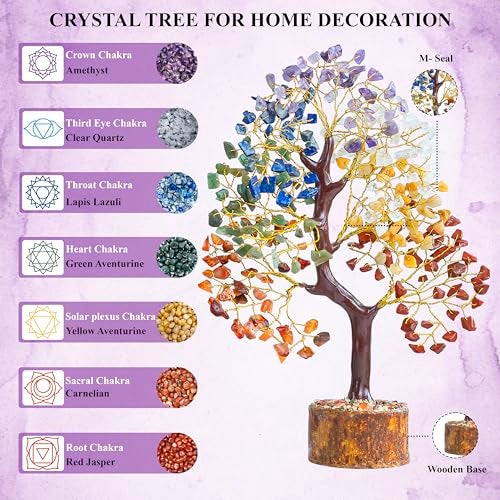 HindCraft Seven Chakra Tree of Life | Decorative Artificial Crystal Tree for Home & Office | Feng Shui Prosperity Tree for Living Room & Hall | Gift for Men & Women – Housewarming & Anniversary - Image 2