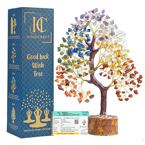 HindCraft Seven Chakra Tree of Life | Decorative Artificial Crystal Tree for Home & Office | Feng Shui Prosperity Tree for Living Room & Hall | Gift for Men & Women – Housewarming & Anniversary - Image 1