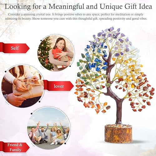 HindCraft Seven Chakra Tree of Life | Decorative Artificial Crystal Tree for Home & Office | Feng Shui Prosperity Tree for Living Room & Hall | Gift for Men & Women – Housewarming & Anniversary - Image 5