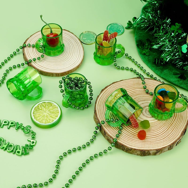 ZZYFGH St Patricks Day Beads Necklace with Shot Glasses, 12 Pack St Patricks Day Shot Glass Necklace, Fun Green Shot Glass Necklace for St. Patrick's Day Party Favors Supplies, Costume Accessories - Image 5