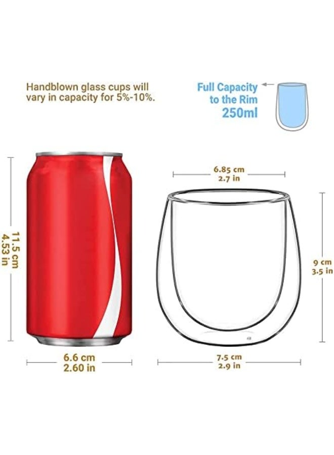 كن واحدًا 6pc 250ML مزدوجة الجدران أكواب القهوة الزجاجية معزولة طبقة أكواب القهوة - Image 3