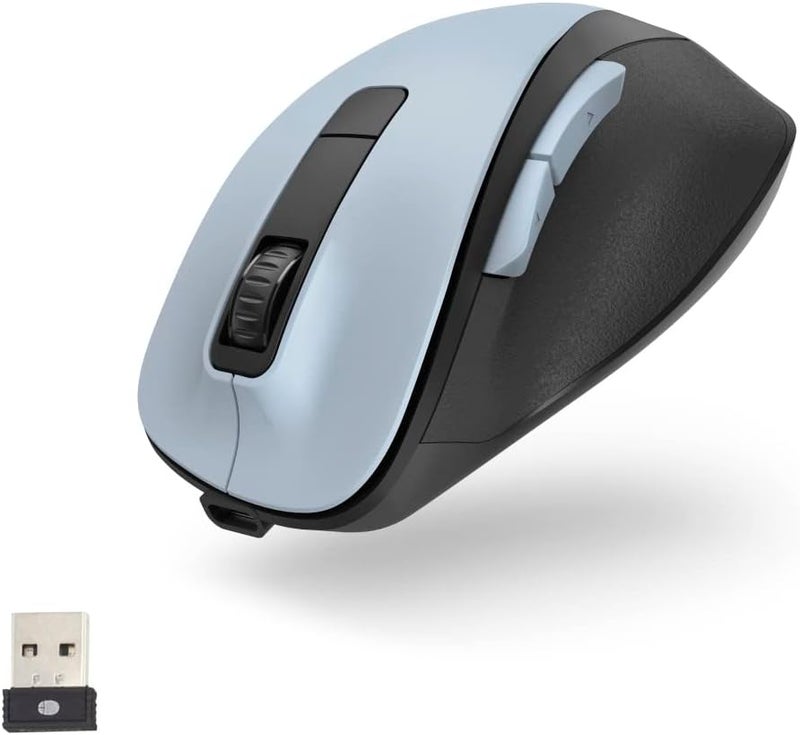 Hama Ergonomic Wireless Mouse (6 Buttons, 2.4 GHz, BlueWave Sensor, 800/1200/1600 DPI, Optical, for Laptop/PC, Battery Powered, Right-Handed) – Polar Blue - Image 1