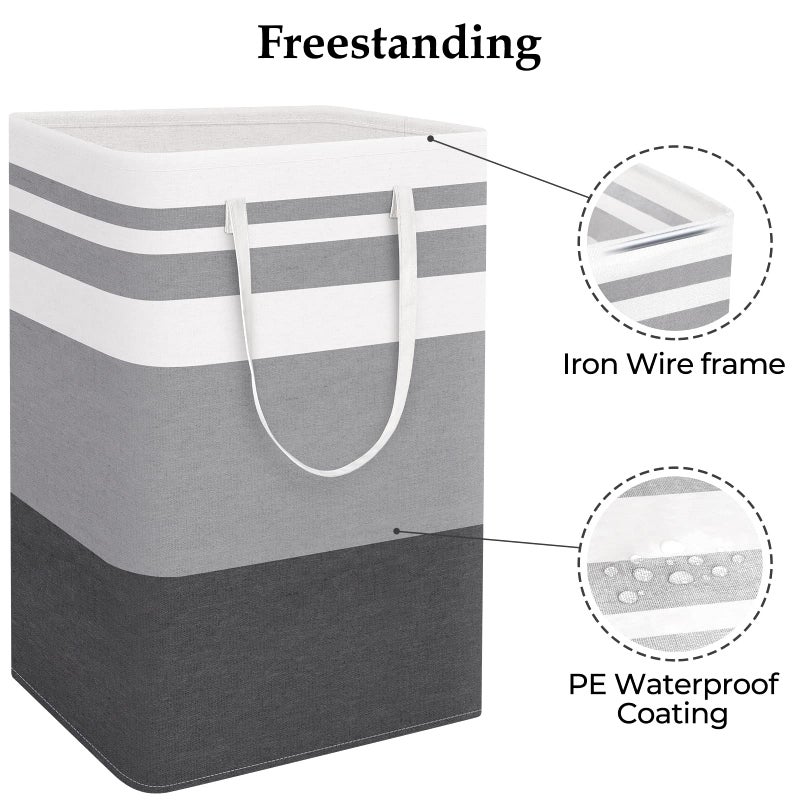 StorageRight Large Collapsible Laundry Basket Hamper with Easy Carry Handlesï¼ŒFreestanding Clothes Hampers for Laundry, Bedroom, Dorm, Towels, Toys, 75L, Gradient Grey - Image 3