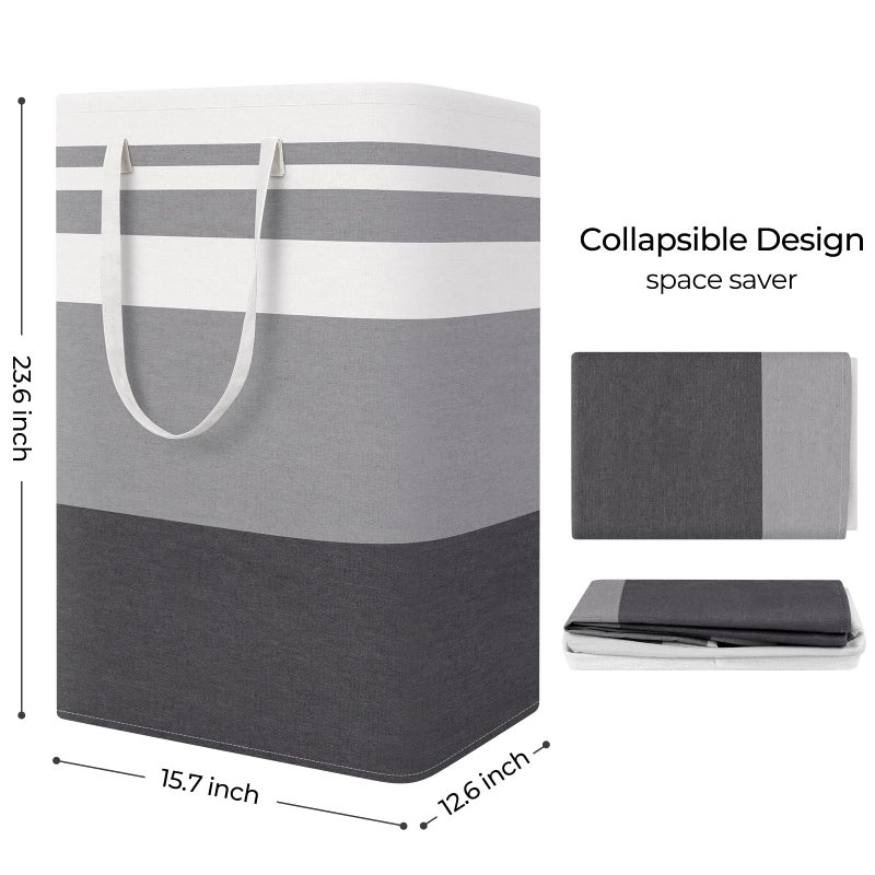 StorageRight Large Collapsible Laundry Basket Hamper with Easy Carry Handlesï¼ŒFreestanding Clothes Hampers for Laundry, Bedroom, Dorm, Towels, Toys, 75L, Gradient Grey - Image 2