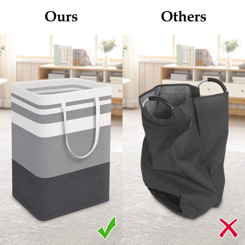 StorageRight Large Collapsible Laundry Basket Hamper with Easy Carry Handlesï¼ŒFreestanding Clothes Hampers for Laundry, Bedroom, Dorm, Towels, Toys, 75L, Gradient Grey - Image 5