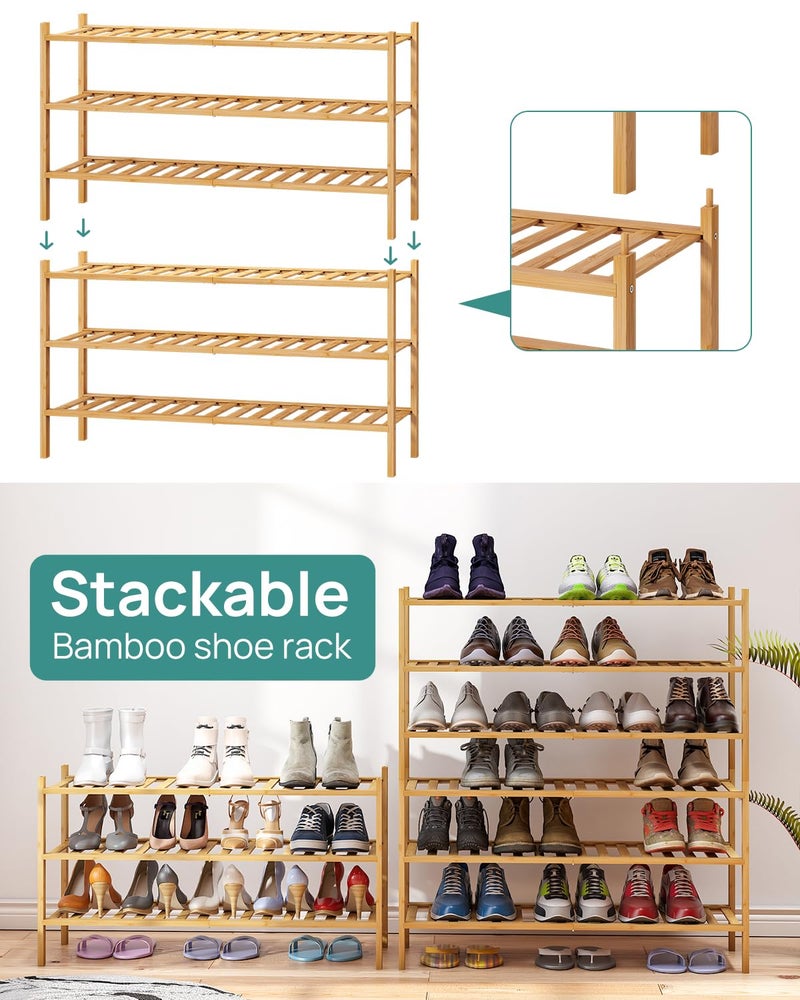 viewcare 3-Tier Long Shoe Rack, Bamboo Wood Shoe Rack for Closet, Entryway & Hallway, Stackable | Beautiful | Functional | Sturdy - Image 5