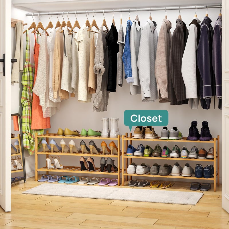 viewcare 3-Tier Long Shoe Rack, Bamboo Wood Shoe Rack for Closet, Entryway & Hallway, Stackable | Beautiful | Functional | Sturdy - Image 4