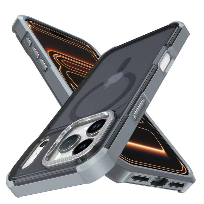 BB غطاء MagSafe بAcrylic لـ iPhone 11 Pro Max مع حماية من السقوط وحامل قائم مع مقاوم للصدمات مع مغناطيس قوي مع ملمس غير لامع باللون Silver مغناطيسي بوظيفة حامل من الأكريليك باللون ال. - Image 1