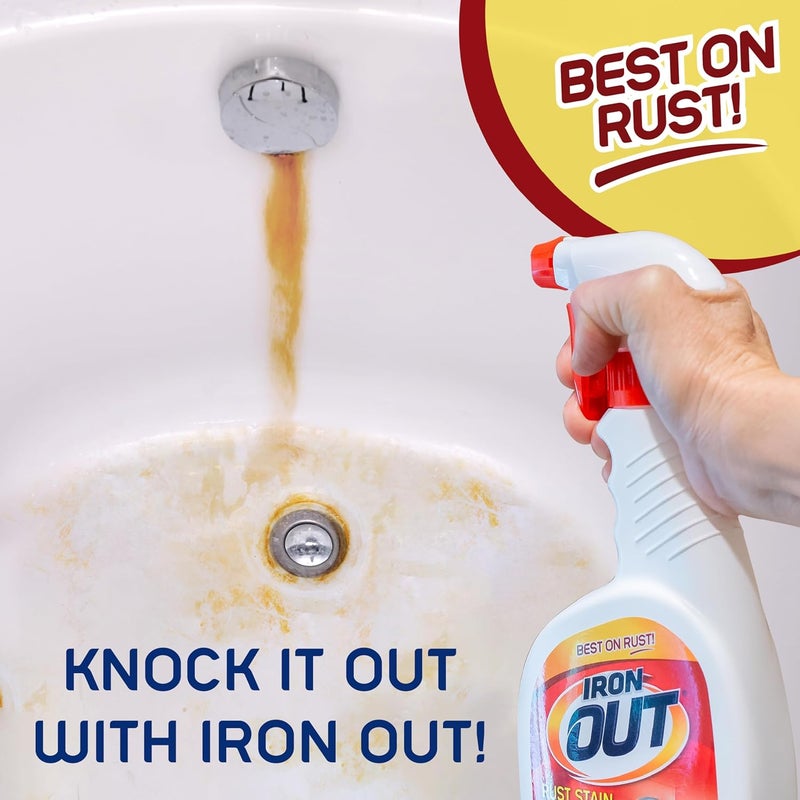 IronOut رذاذ جل مزيل البقع الصدأ، إزالة بقع الصدأ في الحمامات، المطابخ، الغسيل، وفي الهواء الطلق، مصنوع في الولايات المتحدة الأمريكية، 24 أونصة - Image 3