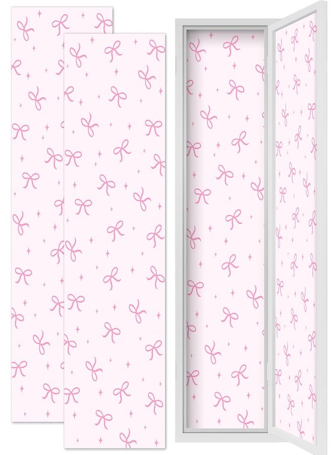 JarThenaAMCS 2Pcs Pink Bow Magnetic Locker Wallpaper 12 x 36 Inch Removable Cute Wall Sticker for Back to School Party Classroom Home Office Decoration - Image 1