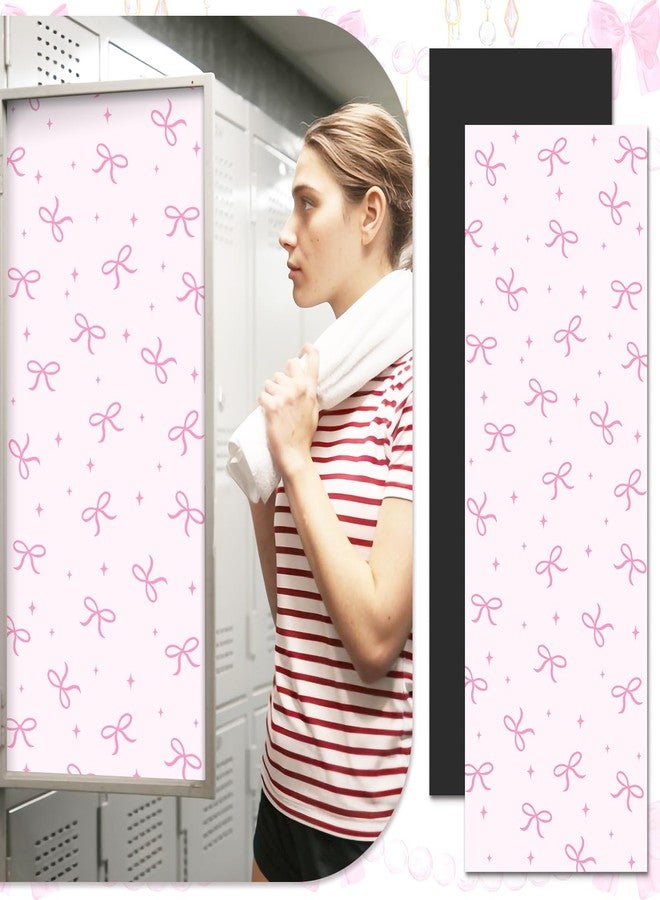 JarThenaAMCS 2Pcs Pink Bow Magnetic Locker Wallpaper 12 x 36 Inch Removable Cute Wall Sticker for Back to School Party Classroom Home Office Decoration - Image 4