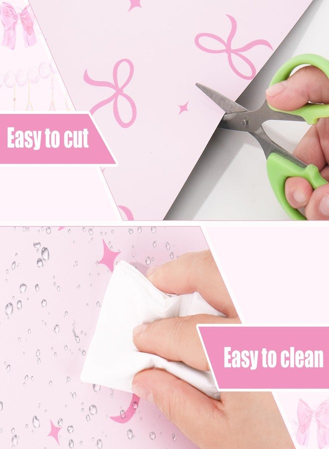 JarThenaAMCS 2Pcs Pink Bow Magnetic Locker Wallpaper 12 x 36 Inch Removable Cute Wall Sticker for Back to School Party Classroom Home Office Decoration - Image 5