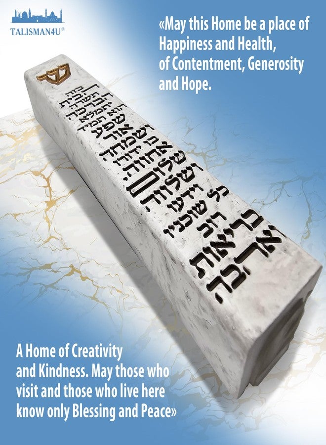 TALISMAN4U Modern Marble MEZUZAH CASE with Scroll for Door Hebrew Home Blessing Self-Stick Waterproof Jewish Protection Mezuza Israel Judaica Gift 5 Inch (Gold Shin) - Image 3