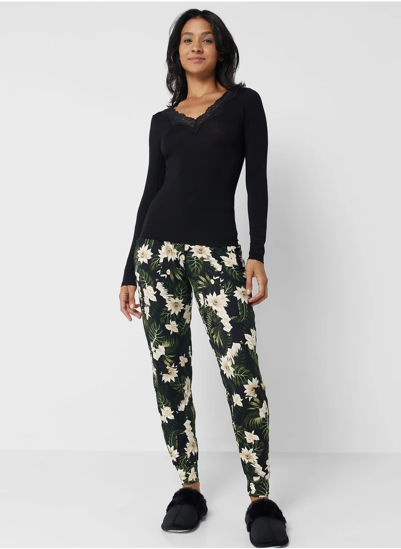 hunkemoller Lace Detail Pyjama Top