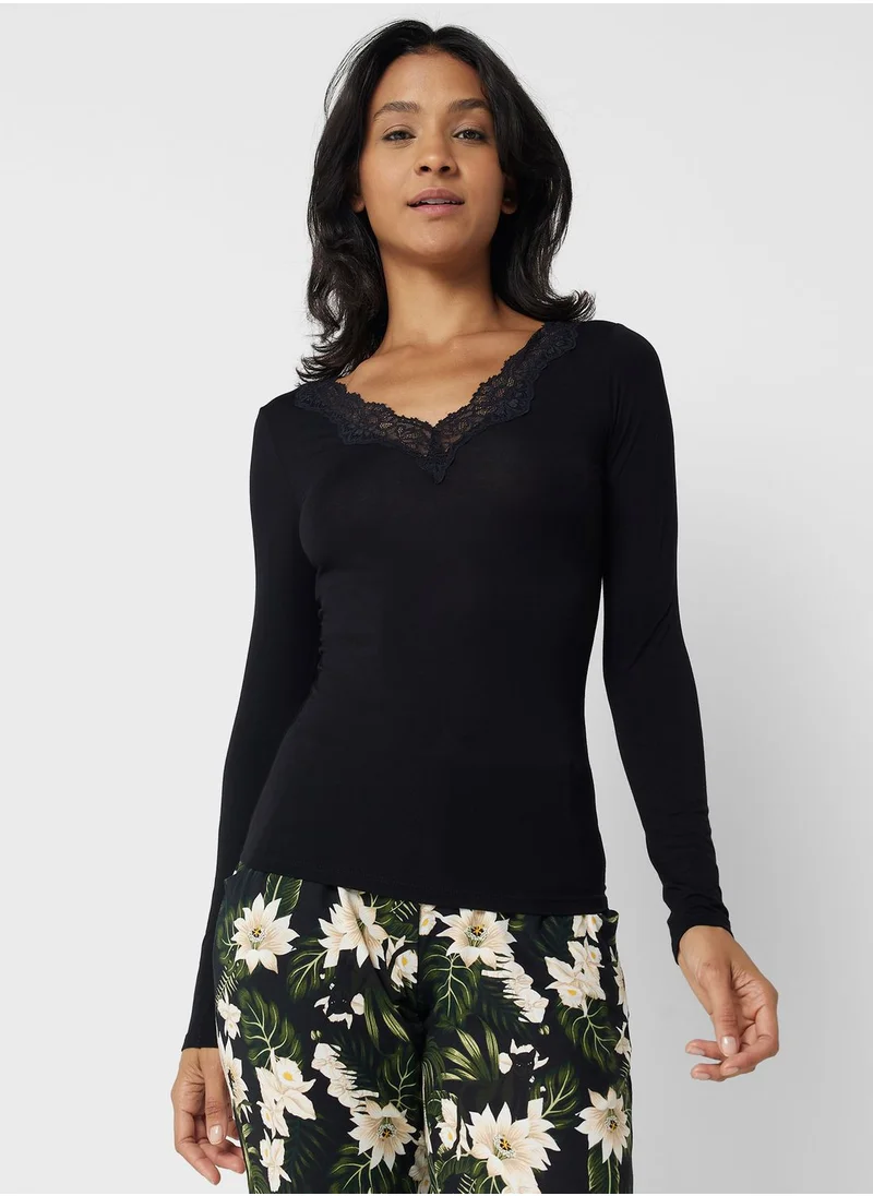 hunkemoller Lace Detail Pyjama Top