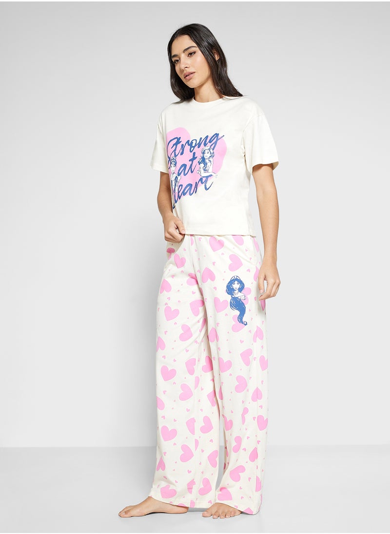 Disney Princess Graphic T-Shirt & Pyjama Set  - Image 5