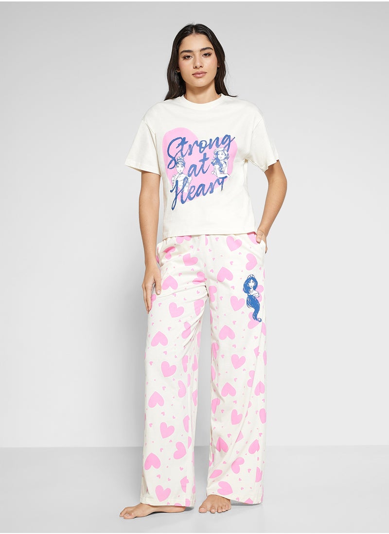 Disney Princess Graphic T-Shirt & Pyjama Set  - Image 1