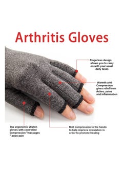 RATSAW 1 Pair Rheumatoid Arthritis Gloves Fingerless Compression Gloves for Pain Relief M  - Image 2