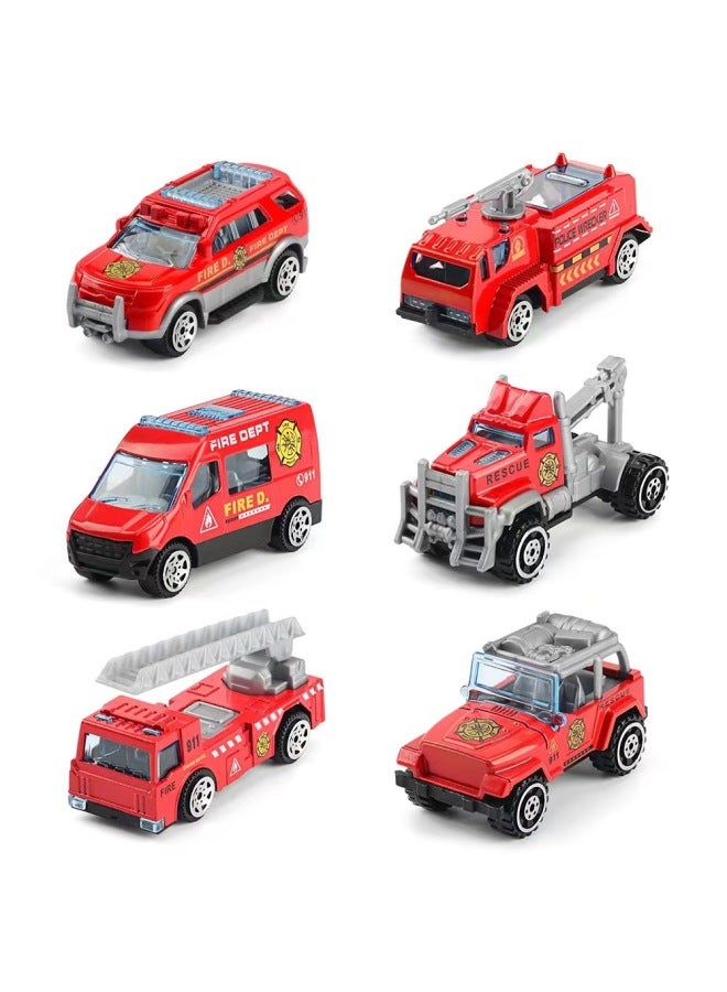 Back To Force Alloy Car Model Sliding Engineering Car Sports Car Stall Toys Children's Toys Manufacturers Wholesale-Color:60 Alloy Simulation Sliding Fire Truck  - Image 1