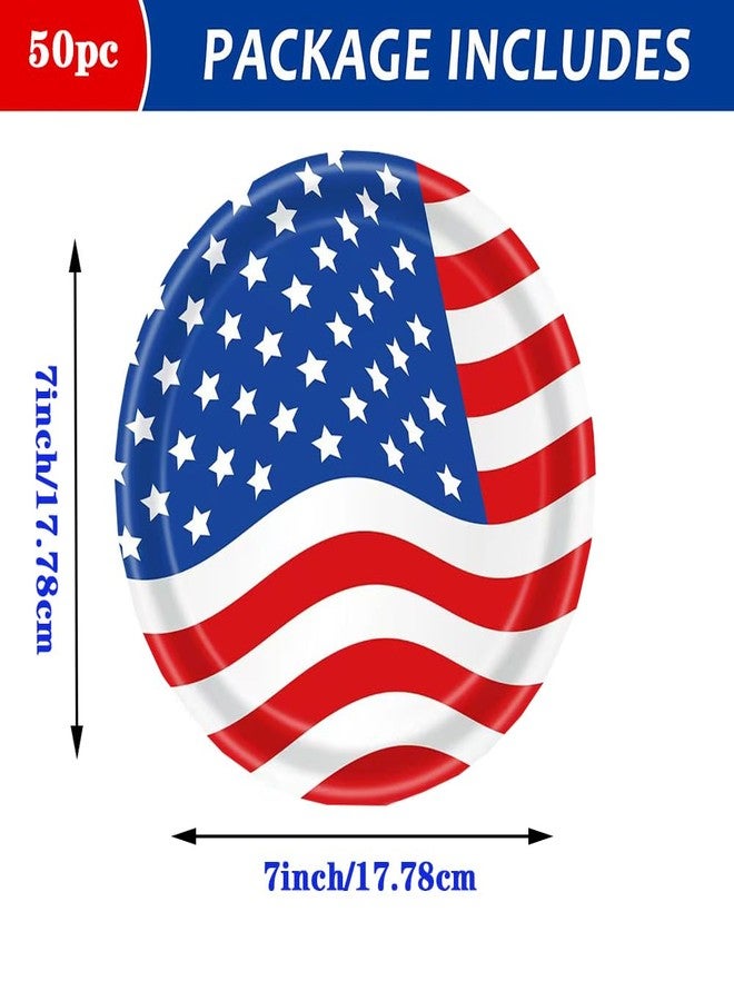 HSPAIDYP 50Pcs USA Flag Paper Plates 7inch American Flag Plates,4th of July Paper Plates,4th of July Themed 4th of July Party Supplies,for Memorial Day,Veterans Day, Independence Day Party Supplies Decor - Image 3