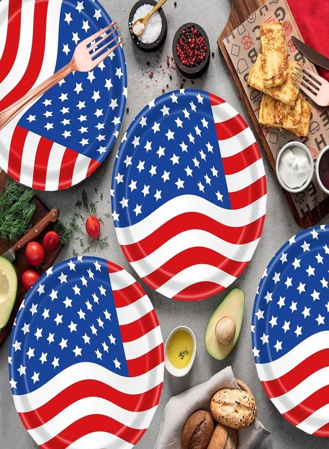 HSPAIDYP 50Pcs USA Flag Paper Plates 7inch American Flag Plates,4th of July Paper Plates,4th of July Themed 4th of July Party Supplies,for Memorial Day,Veterans Day, Independence Day Party Supplies Decor - Image 2