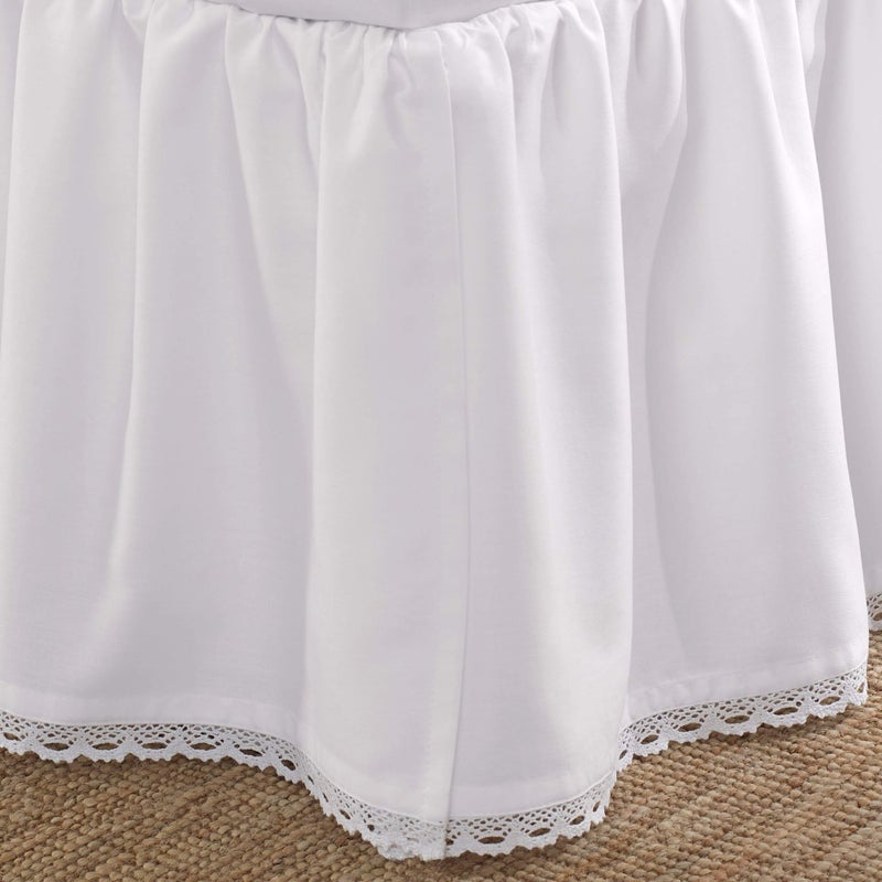 Laura Ashley Home - Queen Bedskirt, Luxury Bedroom Decor, Wrinkle & Fade Resistant (Crochet Ruffle White, Queen) - Image 2