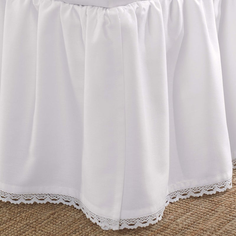 Laura Ashley Home - Queen Bedskirt, Luxury Bedroom Decor, Wrinkle & Fade Resistant (Crochet Ruffle White, Queen) - Image 3