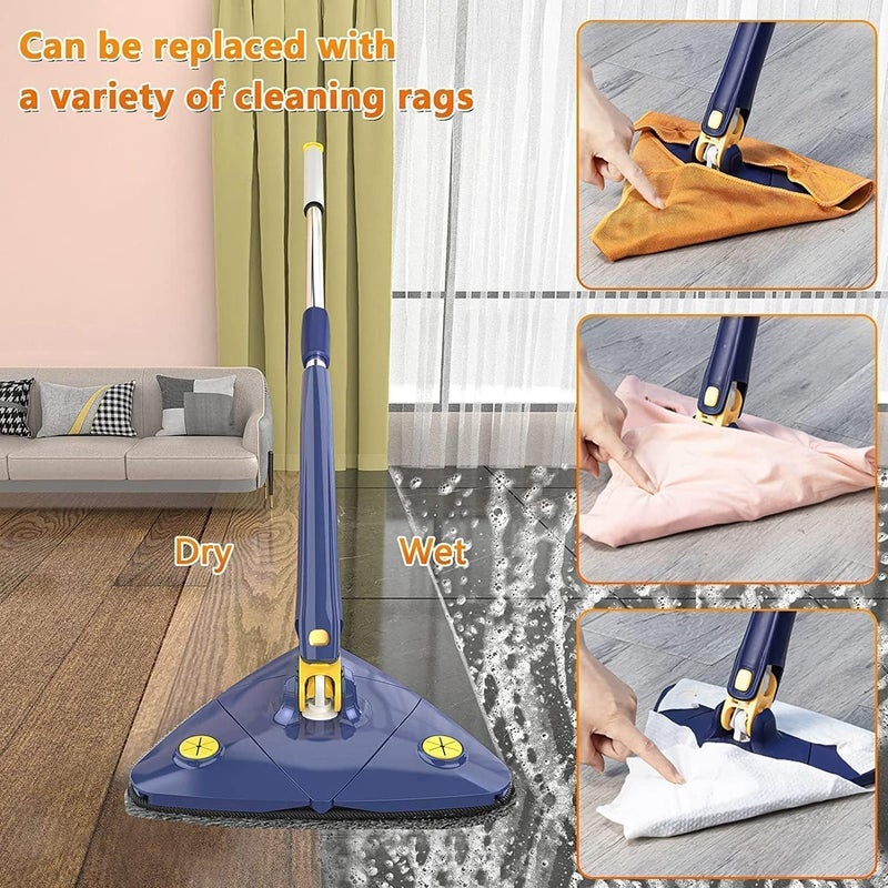 PUERTO 360 Rotatable Adjustable Triangle Cleaning Mop with Stainless Steel Long Handle PushPull Squeezing Cleaning Mop Dry Wet Mop Floor Windows Ceiling Multicolor - Image 2