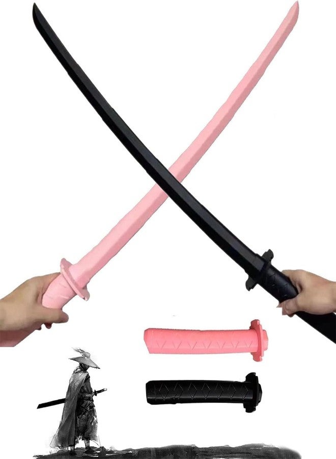 SQUISHCO 2Pcs Samurai Sword, Telescopic Sword Set for Display and Role Play, Anime Sword Toy for Cultural Enthusiasts,Black and Pink (2pcs（Black Pink）) - Image 1