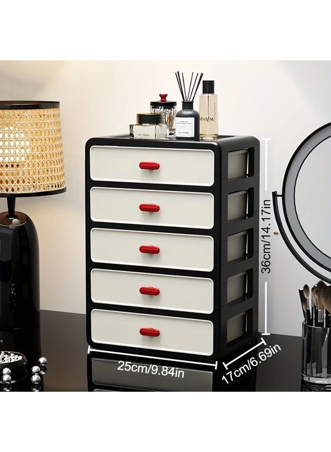 3 Tier Plastic Drawer Storage Cabinet 25cm Wide 22cm High Modular Stackable Desktop Organizer For Office Supplies Cosmetics Jewelry And Documents Space Saving Multifunctional Unit For Home Office Vanity Or Study Area - Image 5