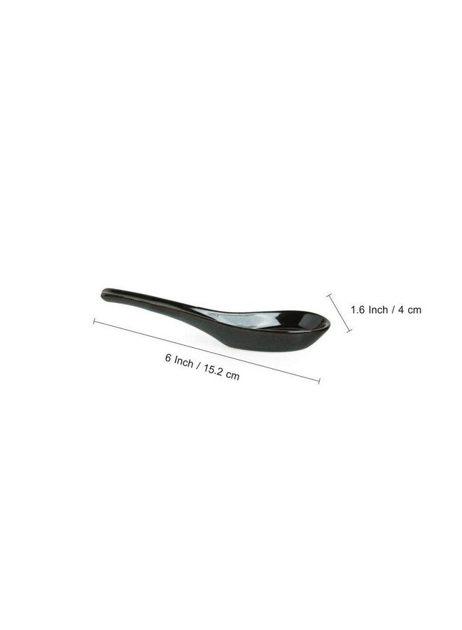VolCraft Ceramic/Stoneware Handmade Soup Spoons in Black Matte (Set of 6). - Image 2