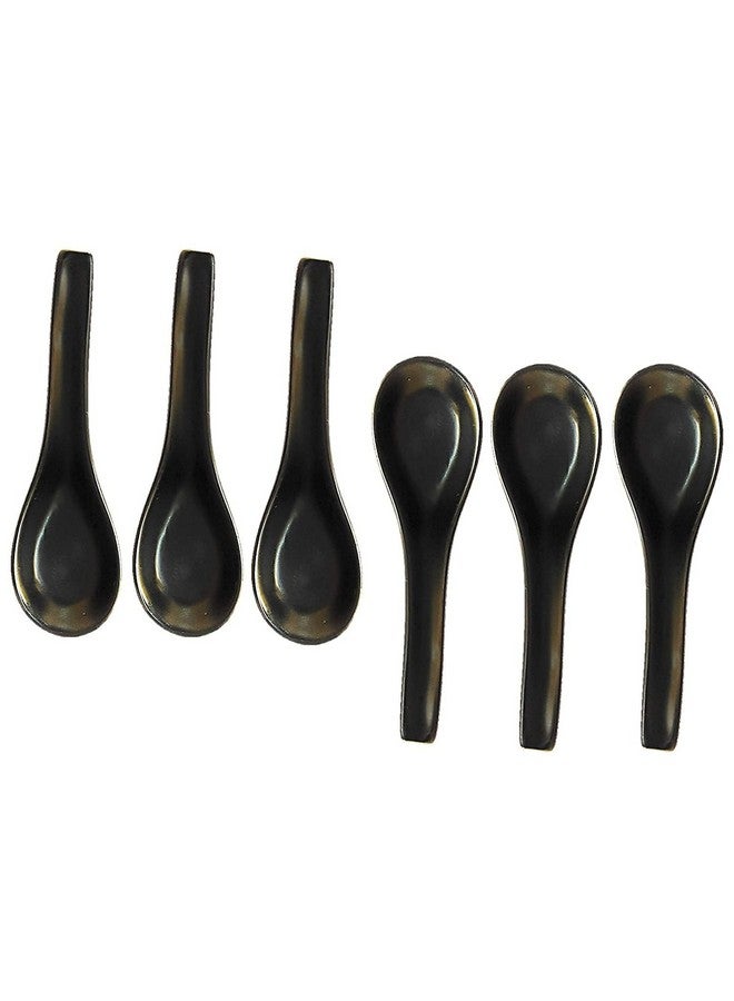 VolCraft Ceramic/Stoneware Handmade Soup Spoons in Black Matte (Set of 6). - Image 4
