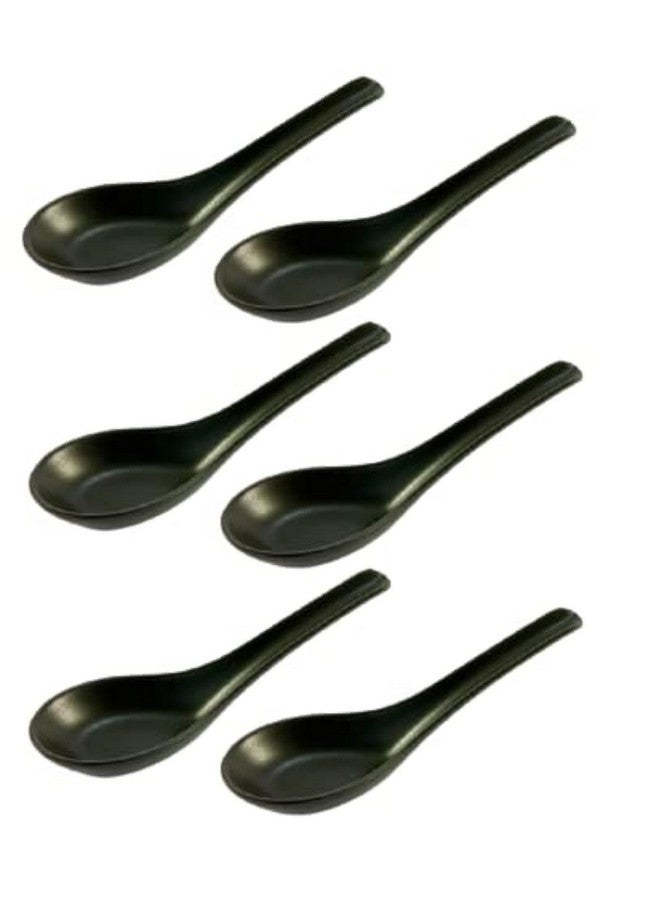 VolCraft Ceramic/Stoneware Handmade Soup Spoons in Black Matte (Set of 6). - Image 1