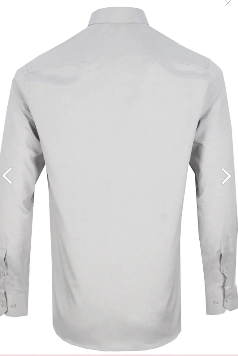 Varetta Men's Gray Plain No Pocket Wide Cut Long Sleeve Shirt