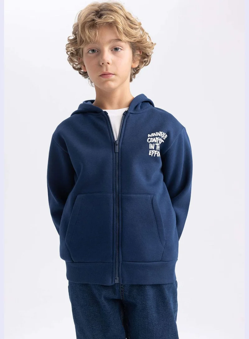 DeFacto Boy Hooded Long Sleeve Knitted Cardigan