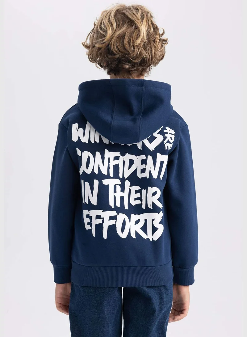 DeFacto Boy Hooded Long Sleeve Knitted Cardigan