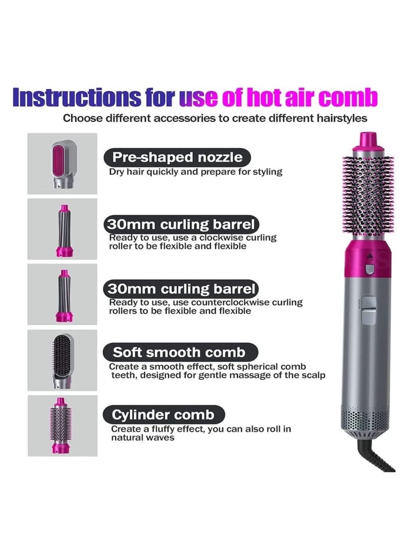 ORiTi مجفف شعر 5 في 1 مع مكواة تجعيد الشعر وفرشاة تجعيد 5 أسطوانات قابلة للتبديل 3 أوضاع قابلة للتعديل 30 ثانية تسخين أدوات تصفيف الشعر - Image 5