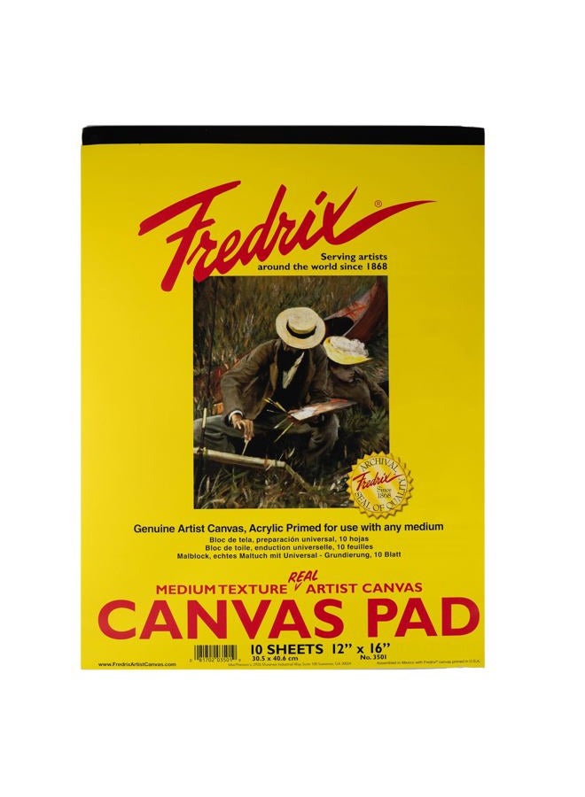 Fredrix 3501 Canvas Pads White (12x16)"- 10 Sheets - Image 1