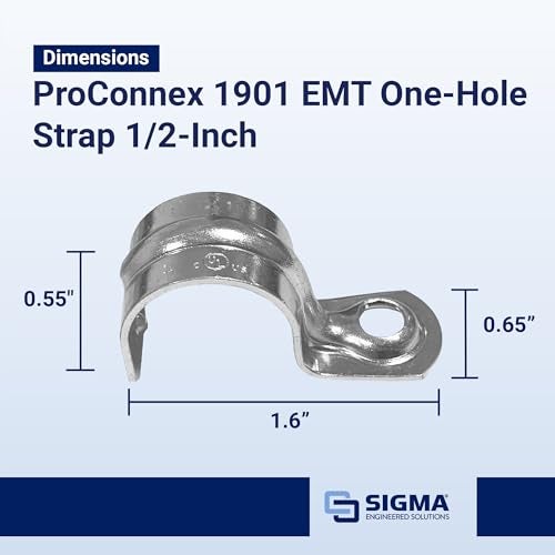 SIGMA ENGINEERED SOLUTIONS ProConnex 1901 EMT One-Hole Strap, 1/2-Inch, 100-Pack (Gray) - Image 2