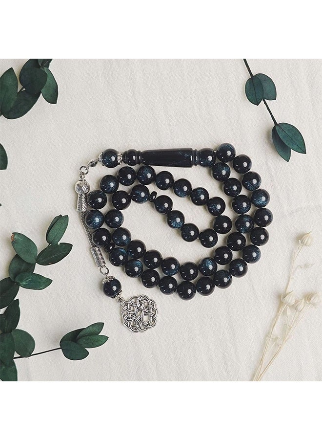 Prayer Beads (10mm 45 Beads) Royal Blue and White Resin Beads - Muslim Prayer Beads Handmade. - Image 3