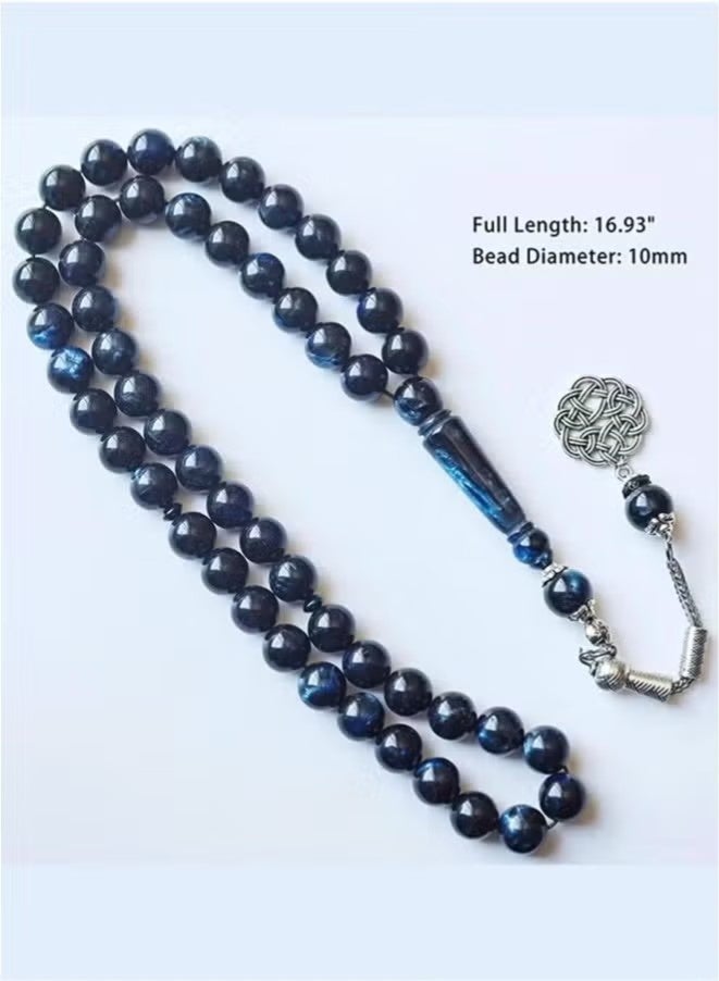 Prayer Beads (10mm 45 Beads) Royal Blue and White Resin Beads - Muslim Prayer Beads Handmade. - Image 5