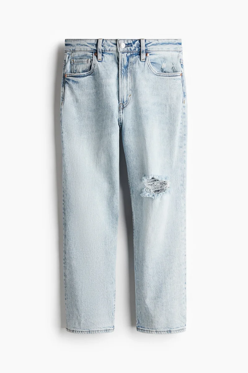 اتش اند ام جينز بساق مستقيمة بطول الكاحل وخصر مرتفع بقصة سلِم