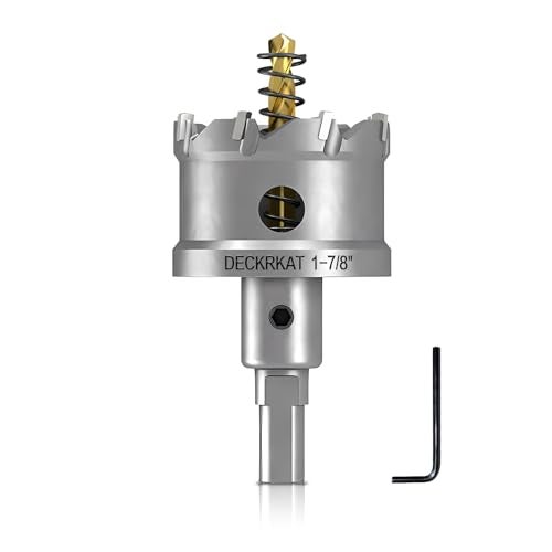 DECKRKAT 1-7/8" TCT Hole Saws for Hard Metal, Heavy Duty 48mm Tungsten Carbide Tipped Hole Cutters Set with Spring-Loaded Pilot Drill Bits for Stainless Steel, Metal, Iron, and Plastic. - Image 1