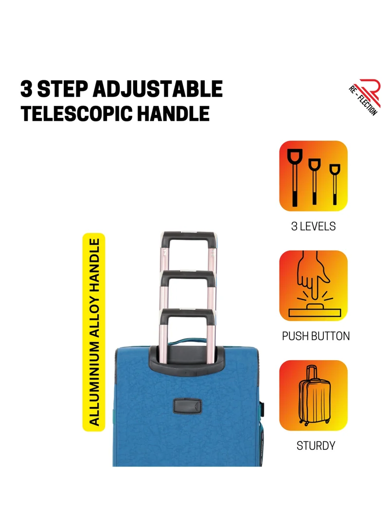 ريفلكشين Reflection 28 Inch Crinkle Carryon Suitcase Lightweight Vertical Series Travel Soft Luggage Trolley with 121L Storage Capacity and 4 Spinner Wheels Teal Blue